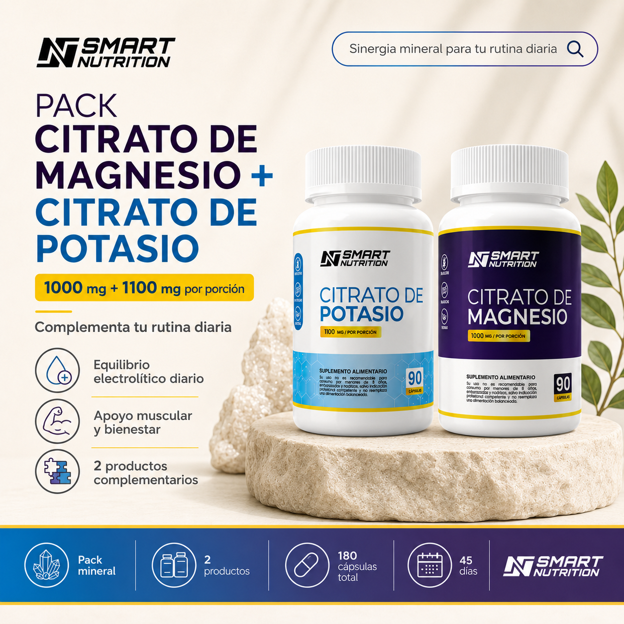 Citrato de Magnecio + Citrato de Potació SmartNutrition