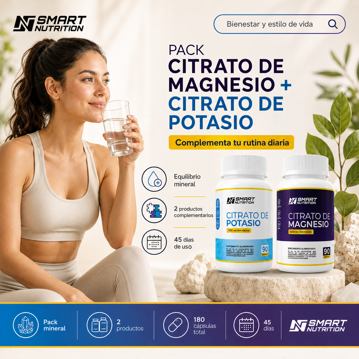 Citrato de Magnecio + Citrato de Potació SmartNutrition