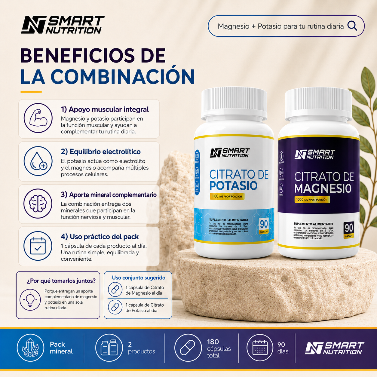 Citrato de Magnecio + Citrato de Potació SmartNutrition