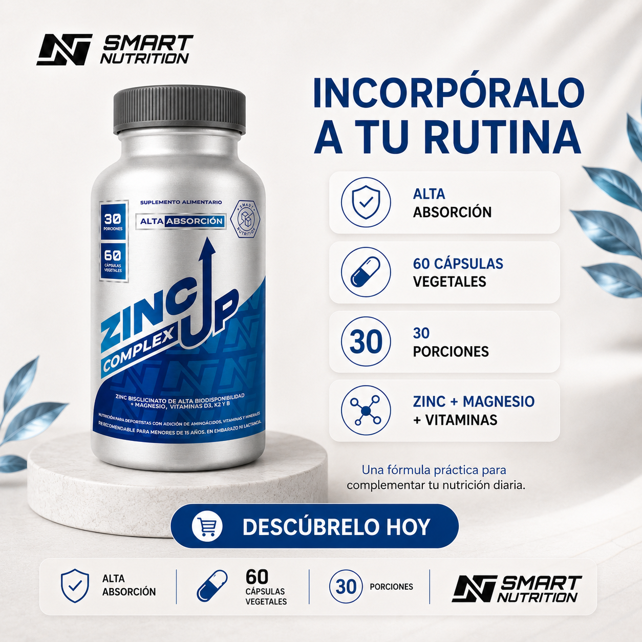 Pack x3 Zinc Up Complex – Apoyo Nutricional de Alta Biodisponibilidad SmartNutrition