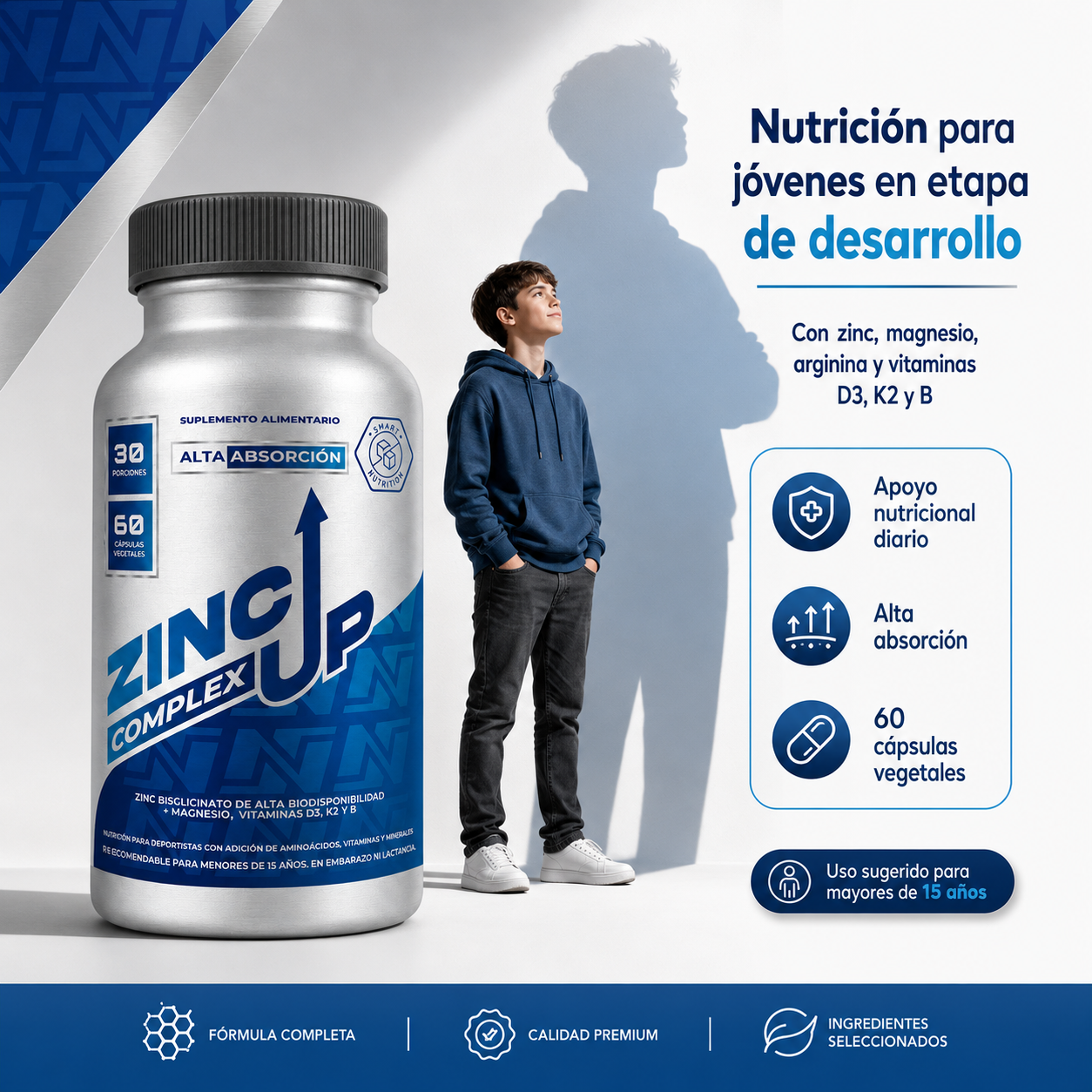 Pack x3 Zinc Up Complex – Apoyo Nutricional de Alta Biodisponibilidad SmartNutrition