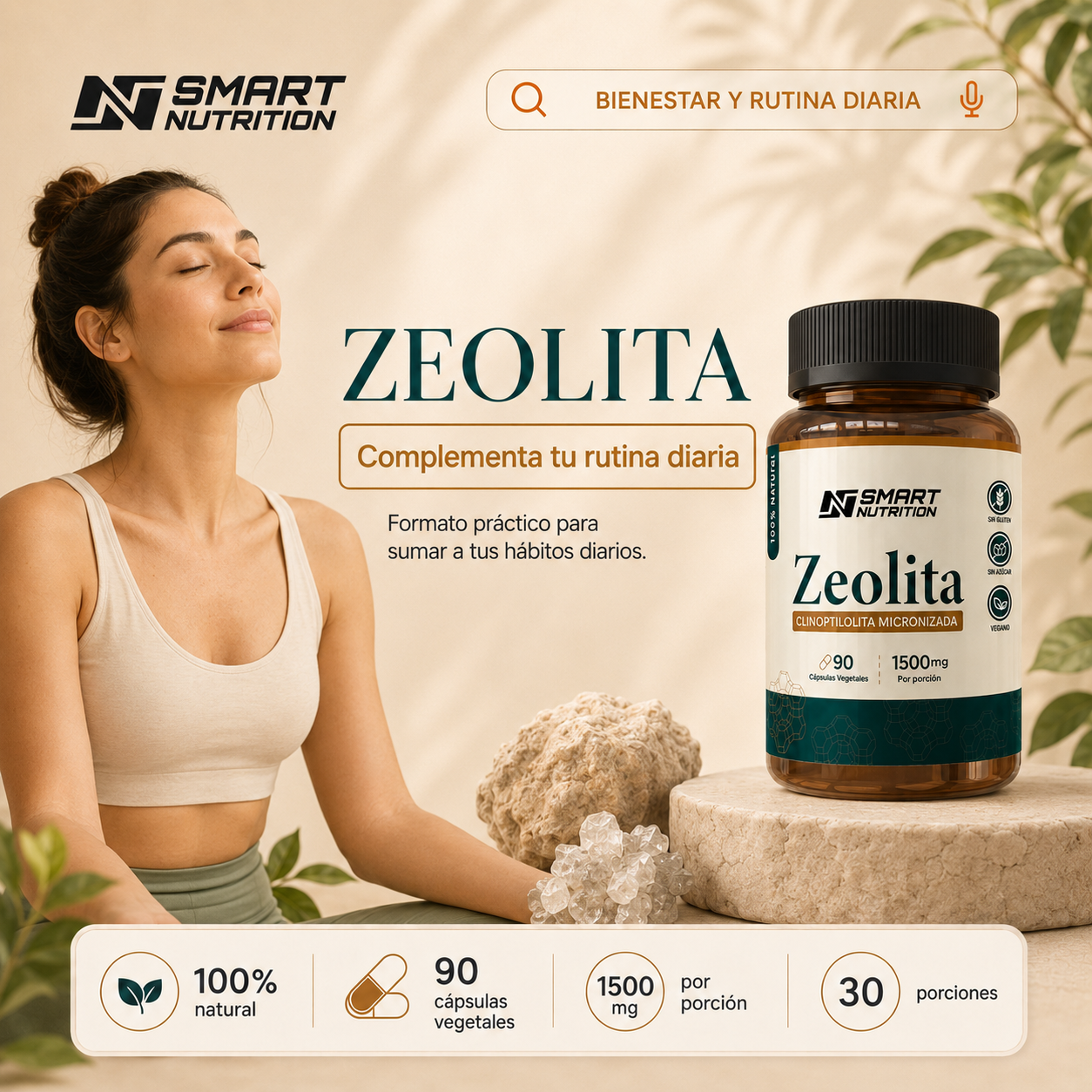 Zeolita Micronizada 1500mg – Detox Natural SmartNutrition
