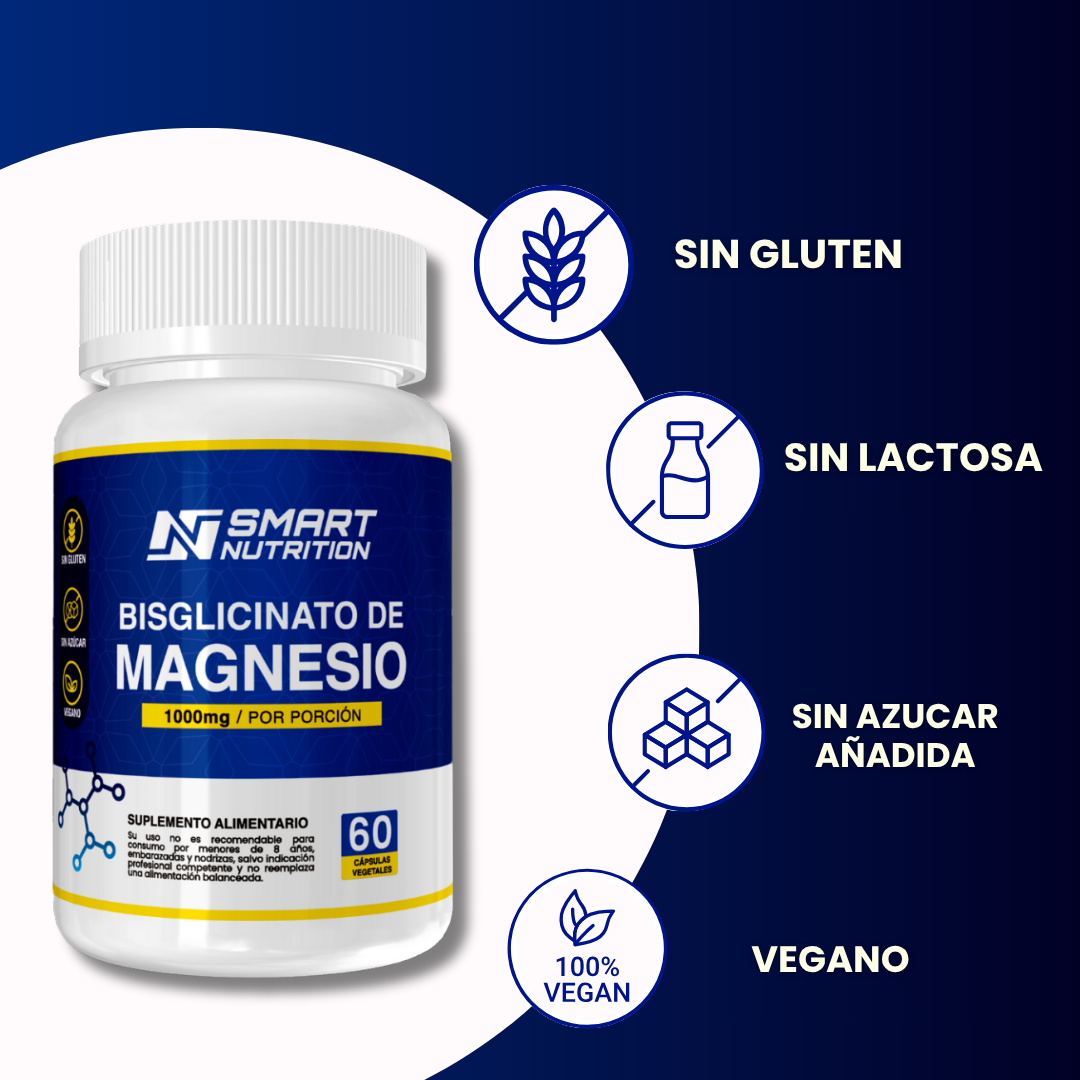 Bisglicinato de Magnesio 1000mg - 60 Capsulas SmartNutrition