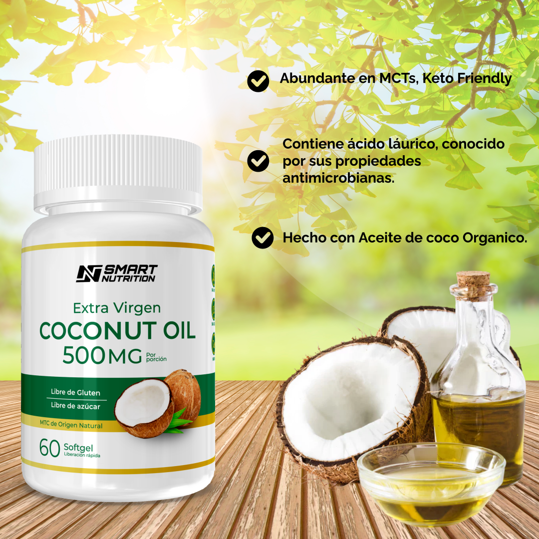 Aceite De Coco Extra Virgen 500mg 60 - Capsulas Softgel SmartNutrition