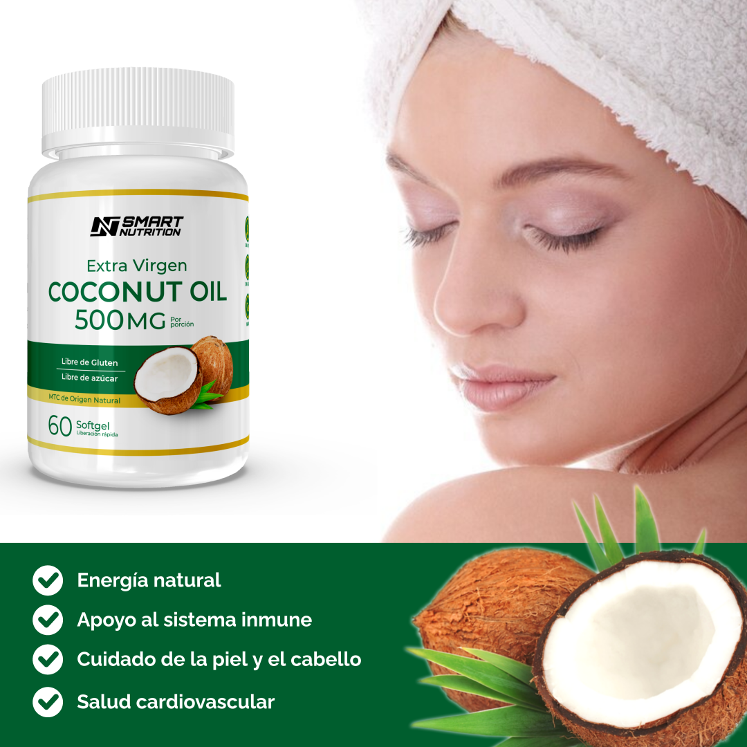 Aceite De Coco Extra Virgen 500mg 60 - Capsulas Softgel SmartNutrition