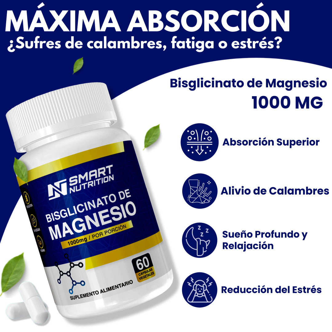 Bisglicinato de Magnesio 1000mg - 60 Capsulas