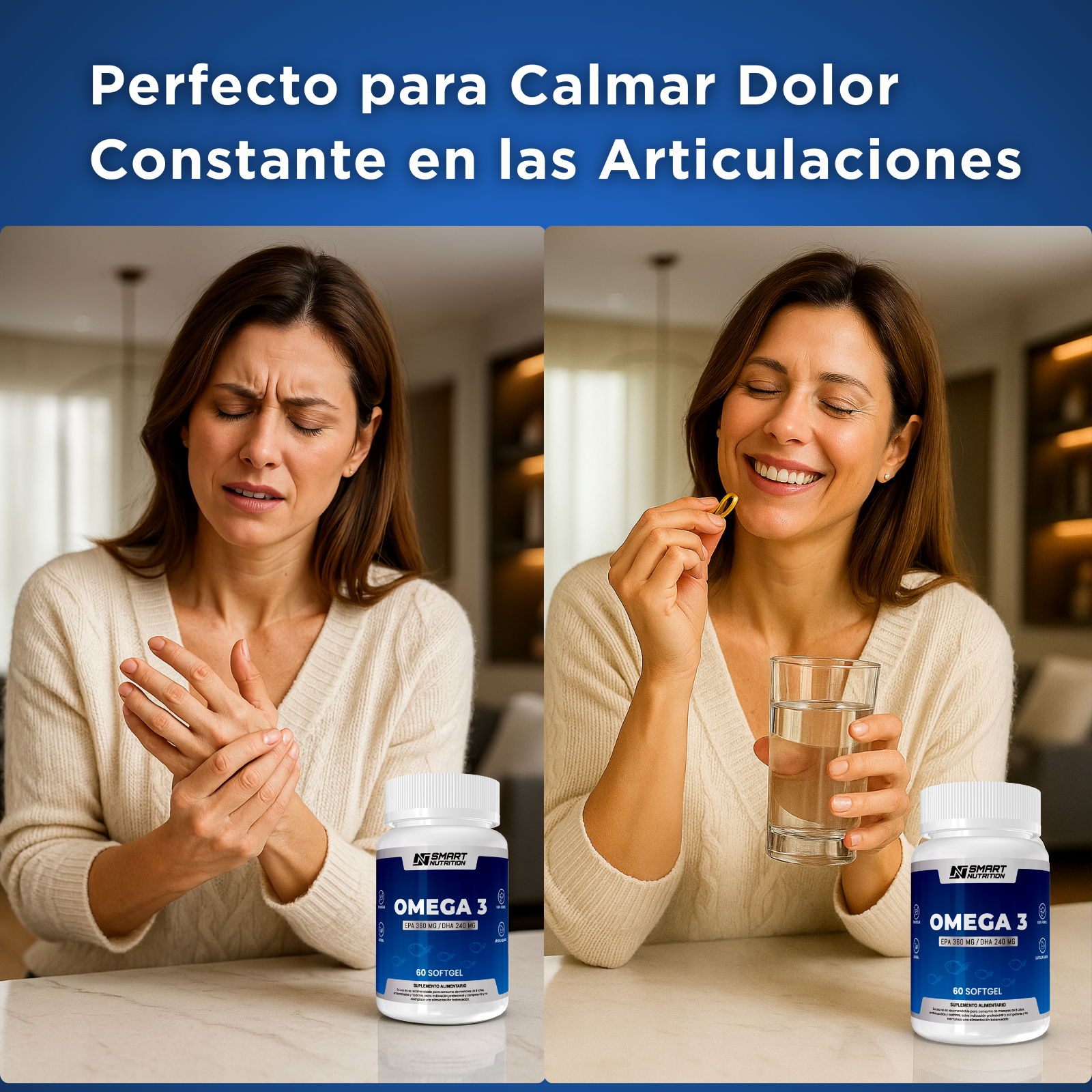 Omega3 - Aceite De Pescado 1000g(Dha Y Epa), 60 Capsulas SmartNutrition