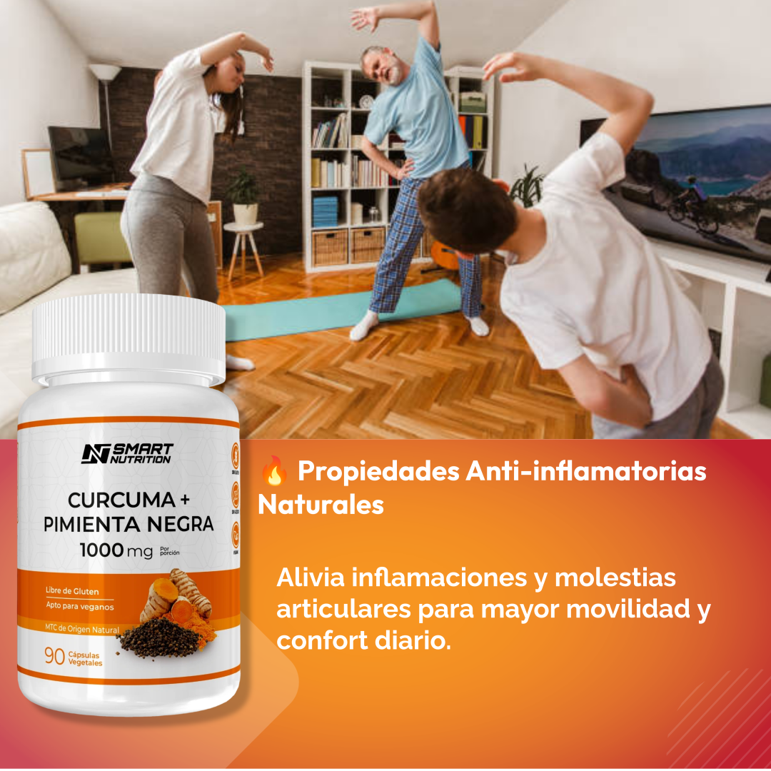 Cúrcuma + Pimienta Negra 1000 mg - 90 cápsulas vegetales | Smart Nutrition SmartNutrition