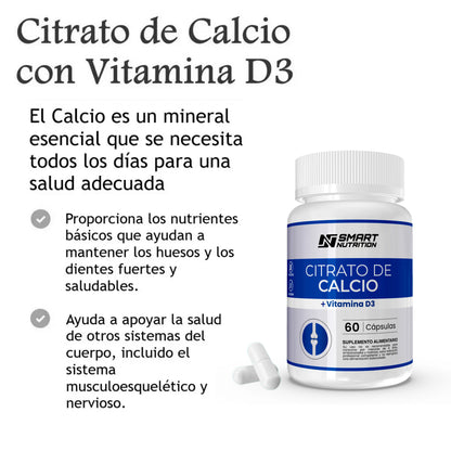 Citrato De Calcio + Vitamina D3- 60 Capsulas