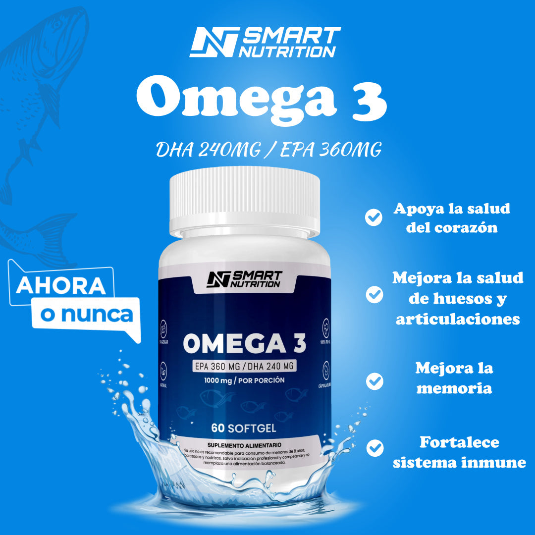 Omega3 - Aceite De Pescado 1000g(Dha Y Epa), 60 Capsulas SmartNutrition