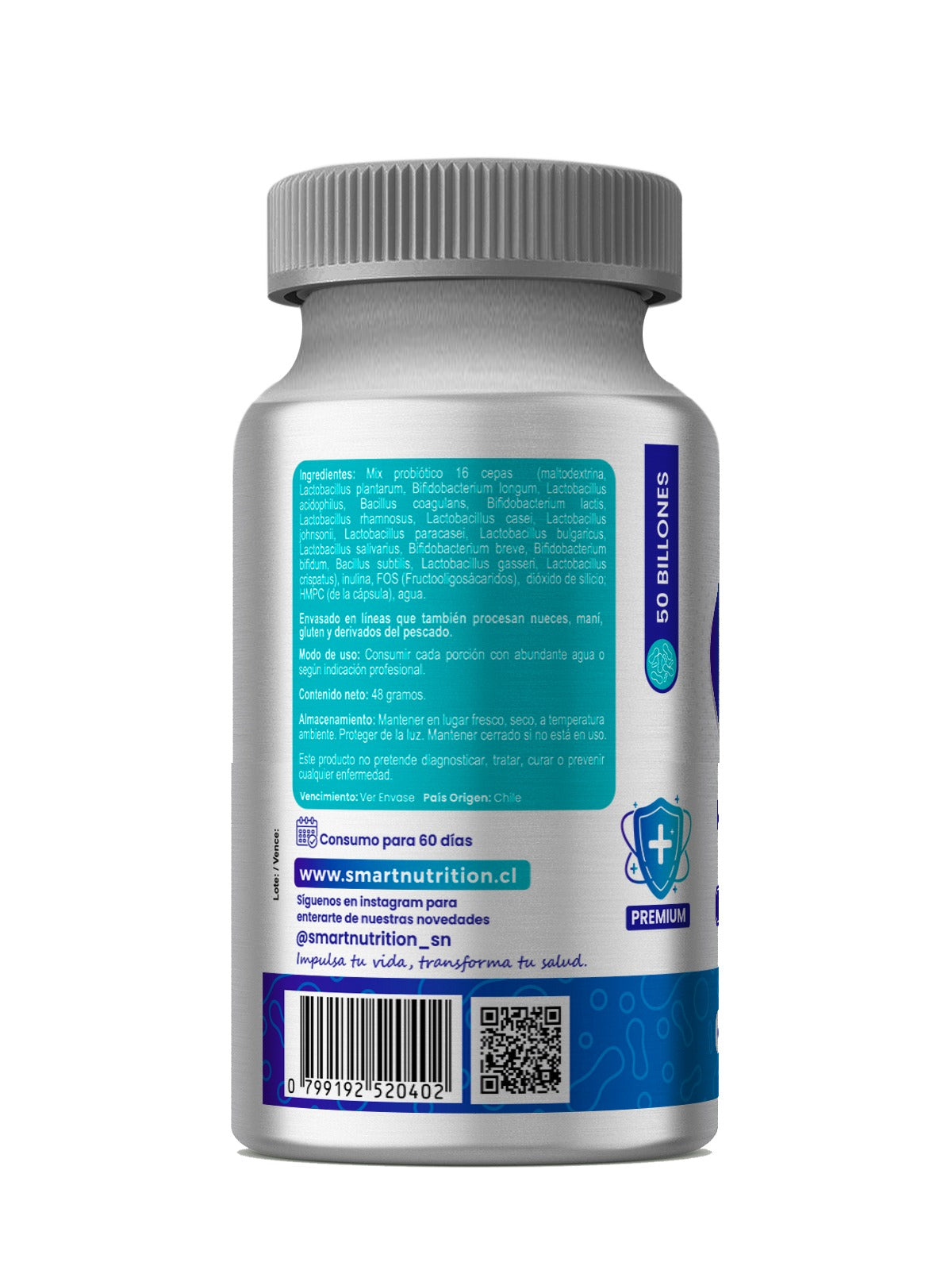 Probióticos Premium, 16 cepas probióticas – 50 billones UFC SmartNutrition