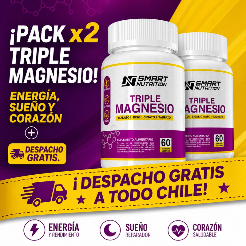 Pack x2 Triple Magnesio (Malato, Bisglicinato, Taurato)