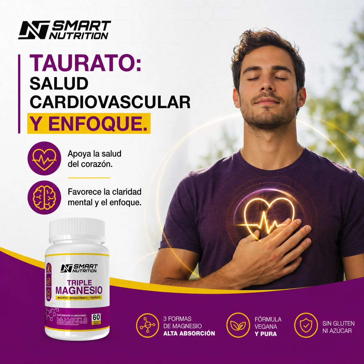 Pack x2 Triple Magnesio (Malato, Bisglicinato, Taurato) SmartNutrition