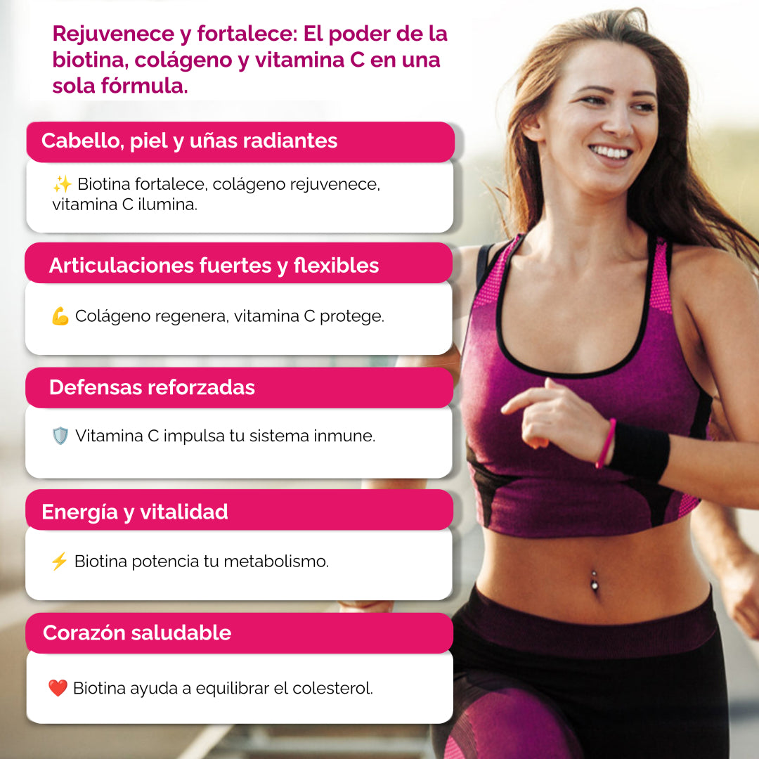 Biotina + Colágeno Hidrolizado + Vitamina C - 60 CAPSULAS