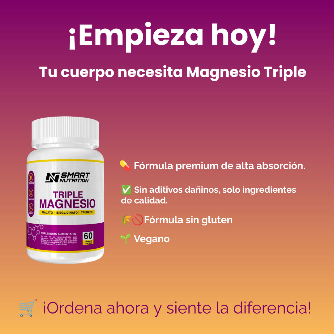 Triple Magnesio(malato, Bisglicinato, Taurato) - 60 Capsulas
