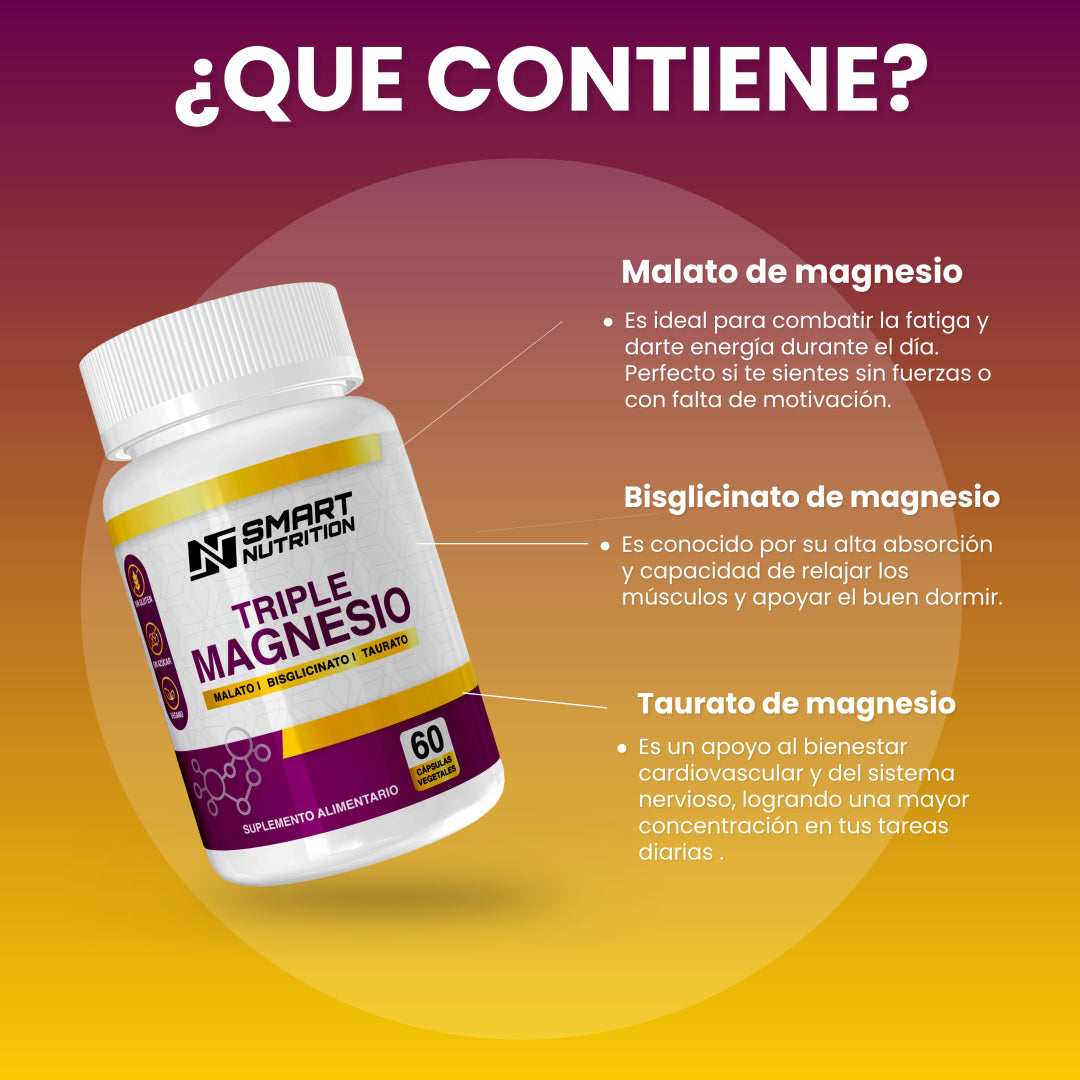 Triple Magnesio(malato, Bisglicinato, Taurato) - 60 Capsulas